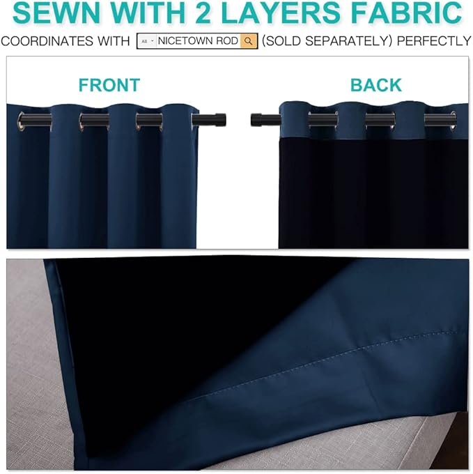 NICETOWN 100% Blackout Cold Blocking Curtain, Thermal Insulated & Energy - Image 4