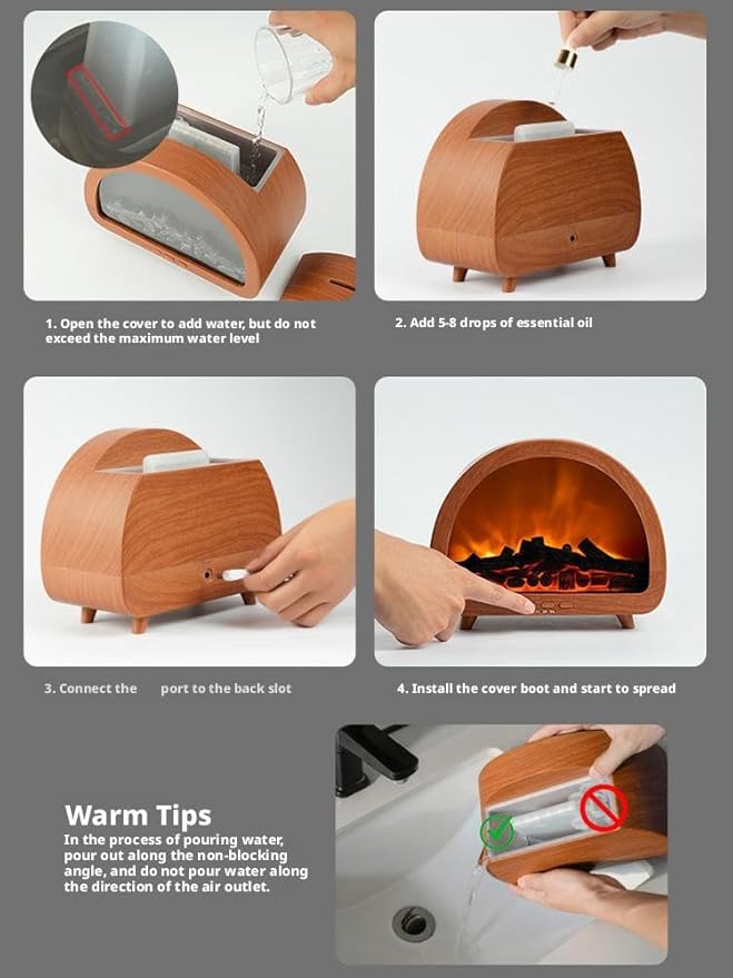 Fireplace Flame Air Diffuser Humidifier, 12 Colors Aromatherapy Essential Oil - Image 6