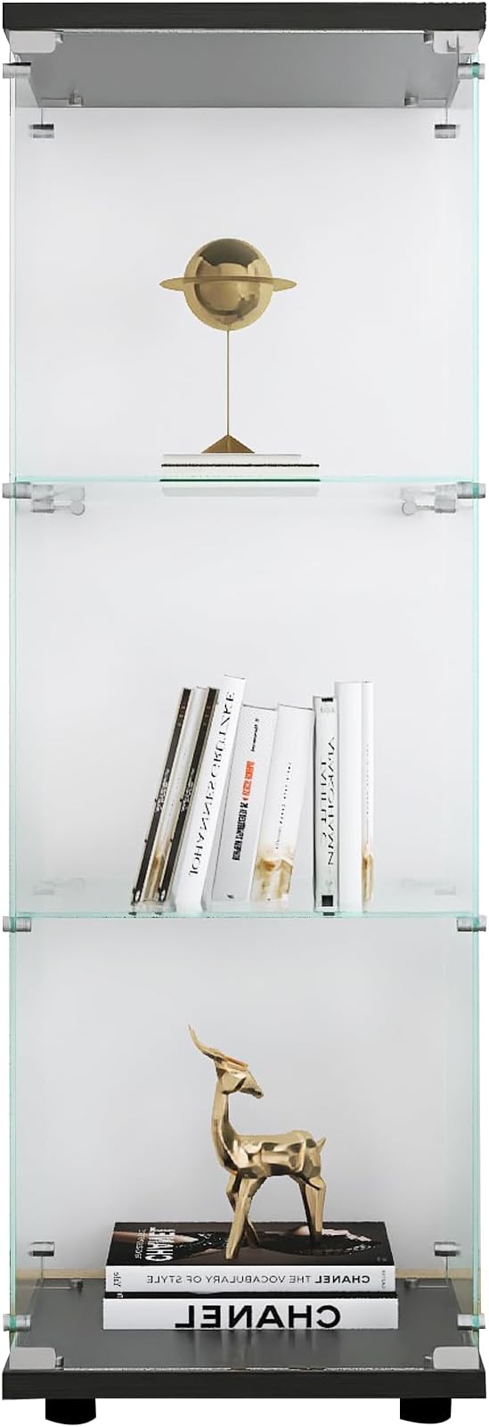 Yoluckea 3 Shelves Glass Display Cabinet - Image 9
