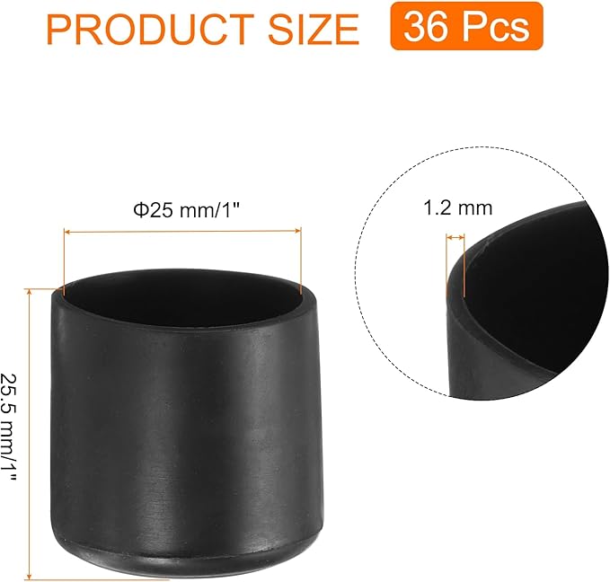 uxcell 36pcs Round Chair Leg Caps 25mm/1" PVC Chair Leg Floor Protectors - Image 2