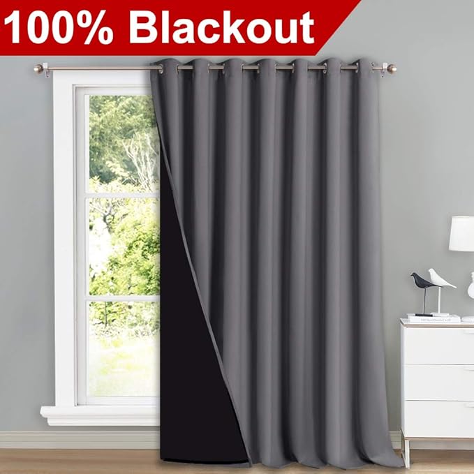 NICETOWN Sound Reducing Room Divider Curtains, Total Shade Patio Door Curtain - Image 2