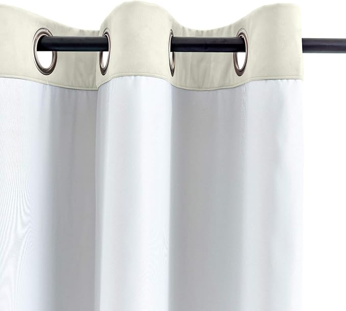 ChadMade Blackout Lined Premium Velvet Curtain Beige 84Wx72L Inch, Eyelet - Image 3