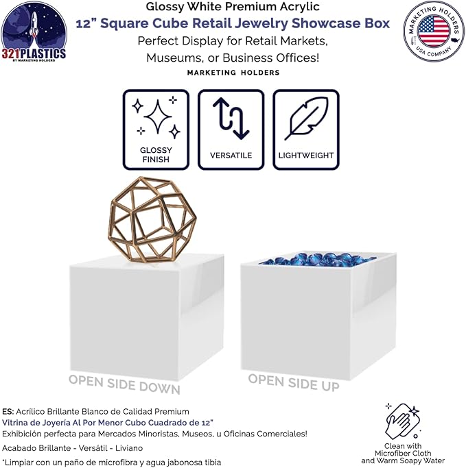 4 Pack 12" White Acrylic Display Box - Image 4