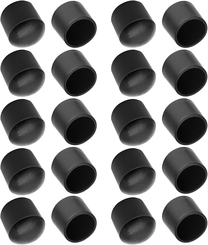 20 Pcs Round Rubber Furniture Leg Caps, 5/8" Vinyl Flexible Chair Leg Floor by Bonsicoky