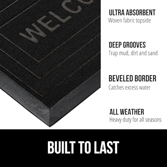 GORILLA GRIP 100% Waterproof All-Season WeatherMax Doormat, US Designed Natural - Image 2