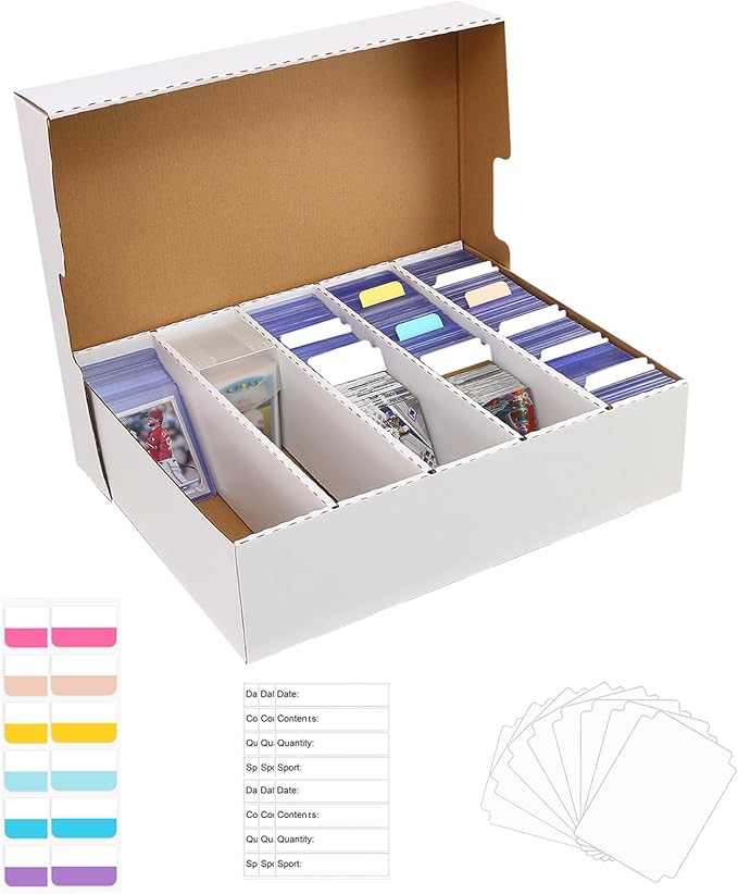 Sports Card Box 5 Row 3200 Count, Cardboard Card Storage Box by BIU-BOOM