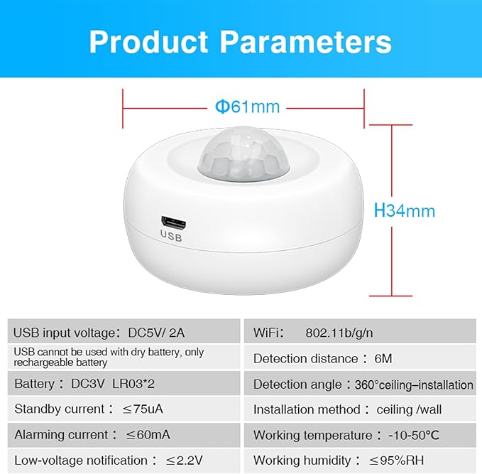 Wengart WiFi Light PIR Motion Sensor FH400A, Tuya App, 2.4GHz Combines Human - Image 5