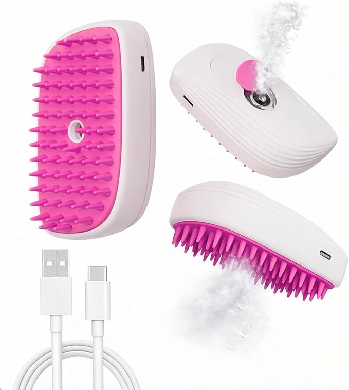 Cat Steam Brush, 3-in-1 Mist Grooming Brush, USB-C Rechargeable Anti-Static by Unknown