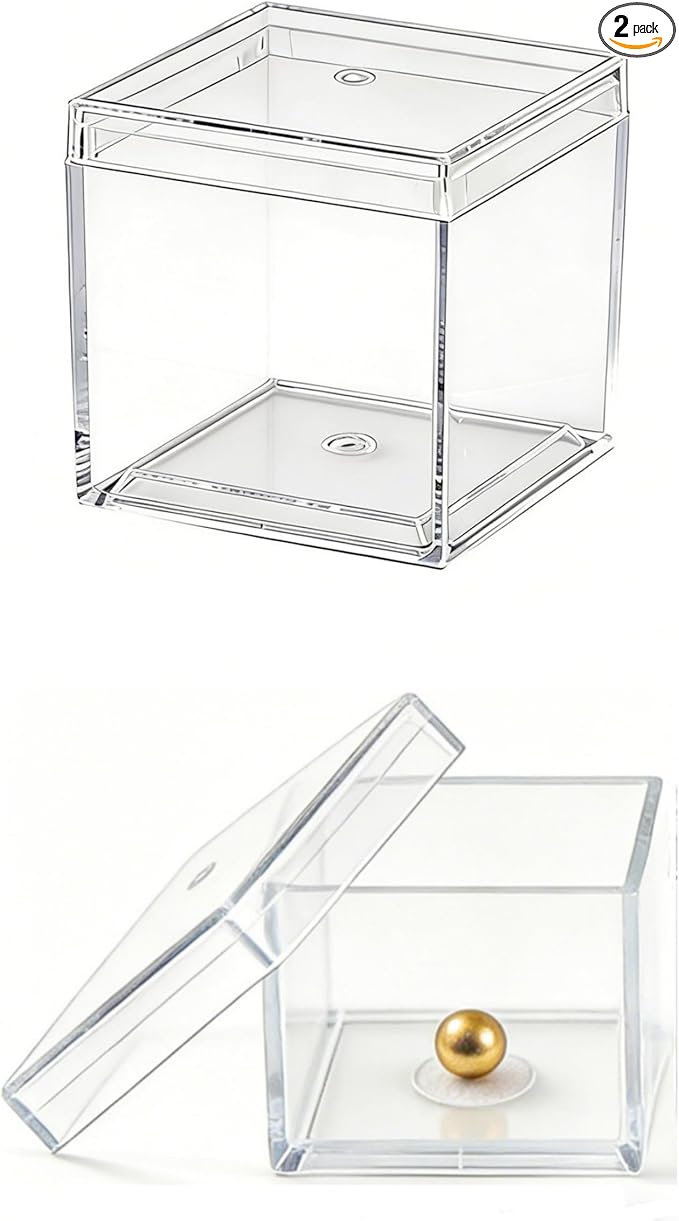 KissYou Small Acrylic Box with Lid Clear Candy Boxes Acrylic Square Cube 4 by KissYou