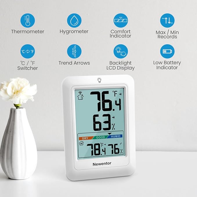 Newentor Indoor Outdoor Thermometer Wireless, Weather Stations Wireless Indoor - Image 8