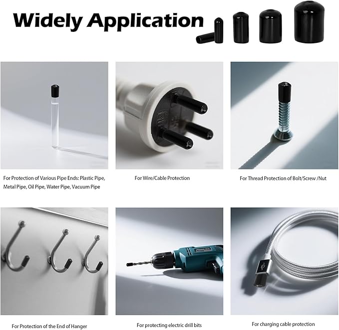 20 PCS Black Round Vinyl Rubber End Caps Kits, Flexible Screw Thread Protectors - Image 4