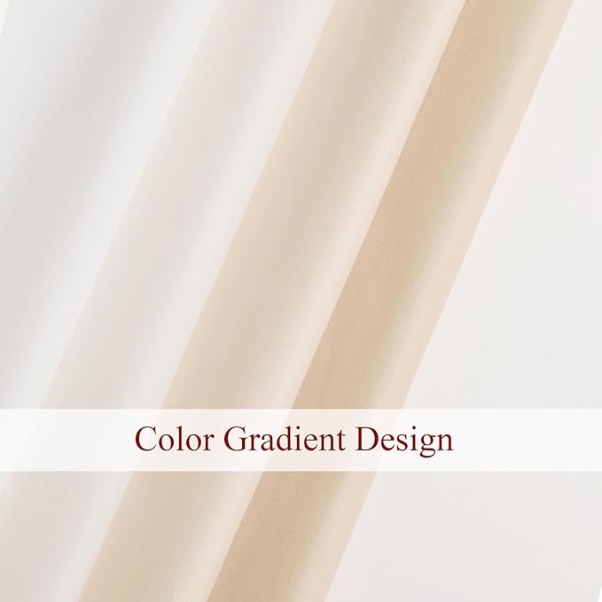 L.Z.E Beige and White Ombre Privacy Curtains 63 Inch Length 2 Panels Set Tan - Image 6