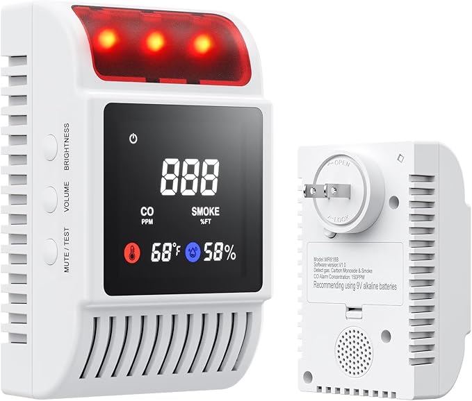 5-in-1 Smoke and Carbon Monoxide Detectors Plug in, Smoke Detector by Unknown
