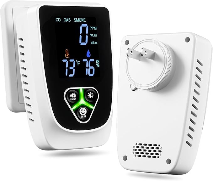 5-in-1 Carbon Monoxide Detectors Plug in, Smoke Alarm & Natural Gas Leak by zealme