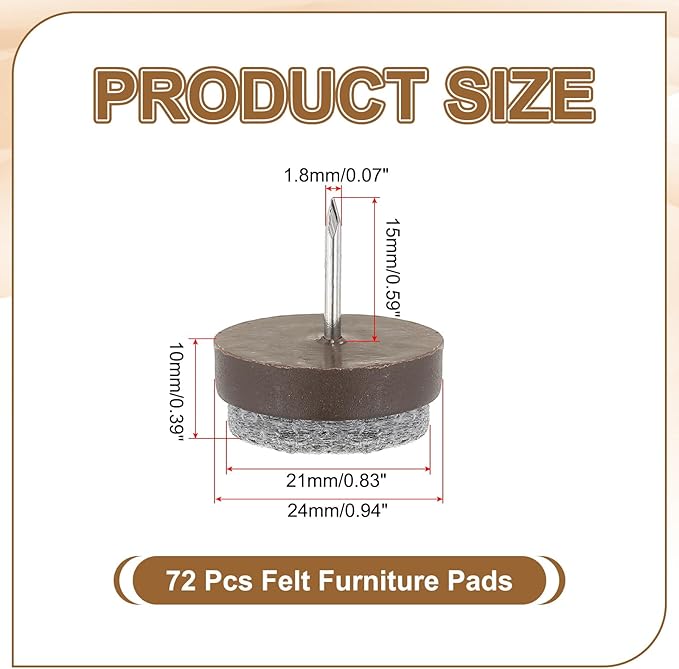PATIKIL 24 mm Nail-on Felt Pads - Image 2