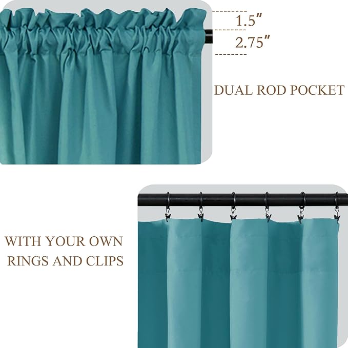L.Z.E Non-See-Through Privacy Curtains 84 Inches Long 2 Panels Set, Teal Light - Image 4