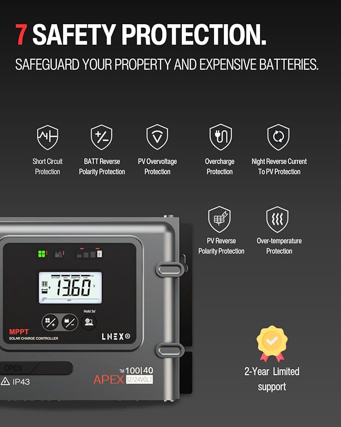 MPPT Solar Charge Controller 40A, 12V 24V Solar Panel Regulator - Image 4