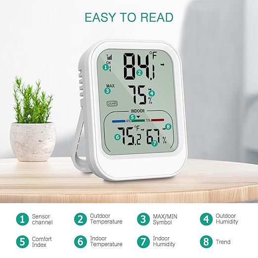 ORIA Digital Thermometer Hygrometer, Wireless Indoor Outdoor Thermometer - Image 2