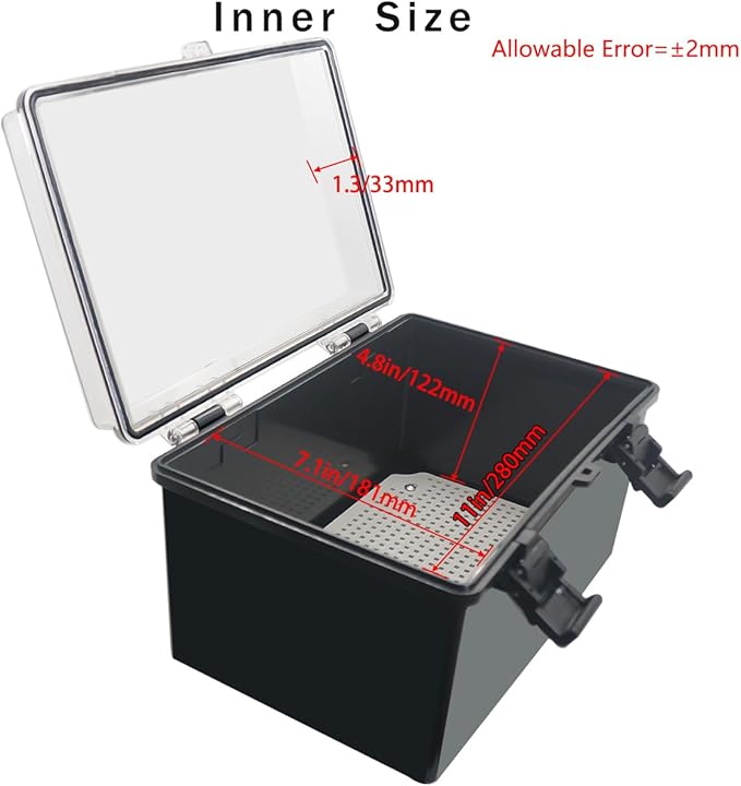 Junction Box, Hinged Black Clear Cover IP67 Waterproof ABS Project Box - Image 3