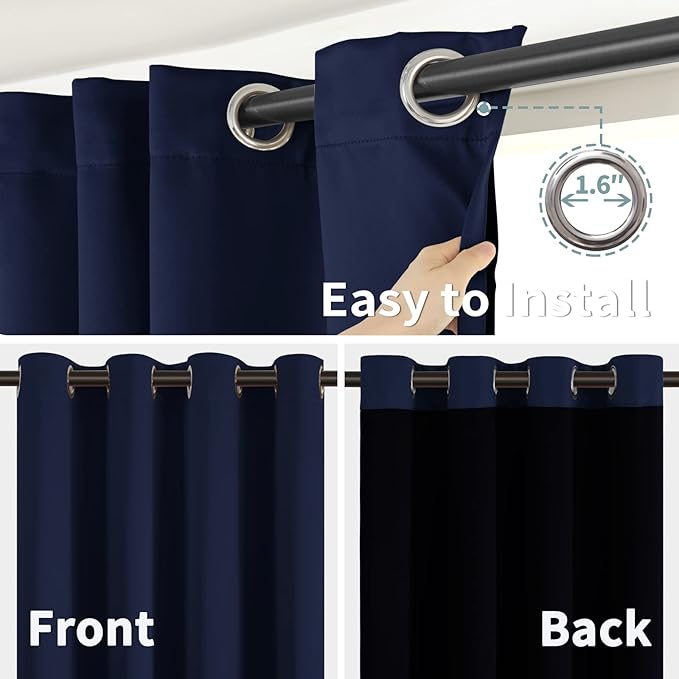 BGment Navy Blue Blackout Curtains 95 Inches Long 2 Panels Set - Image 6