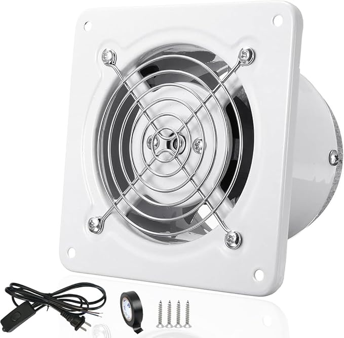 4'' Wall-Mounted Exhaust Fan, Small Bathroom Metal Iron Ventilation Fan by ACEDUROBLA