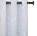 BUHUA Greyish White Room Darkening Curtains 84 Inches Long Striped Wave Vine by BUHUA