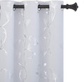 BUHUA Greyish White Curtains Shinny Silver Vine Print Design Blackout Window by BUHUA