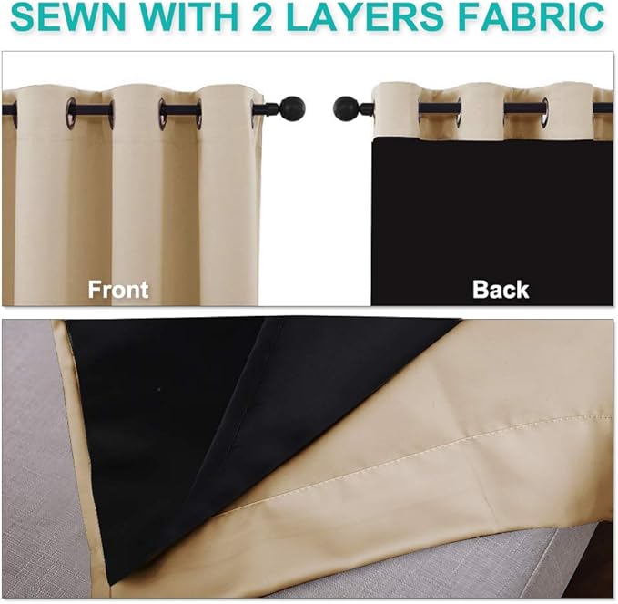 NICETOWN Bedroom Full Blackout Curtain Panels, Super Thick Insulated Grommet - Image 5