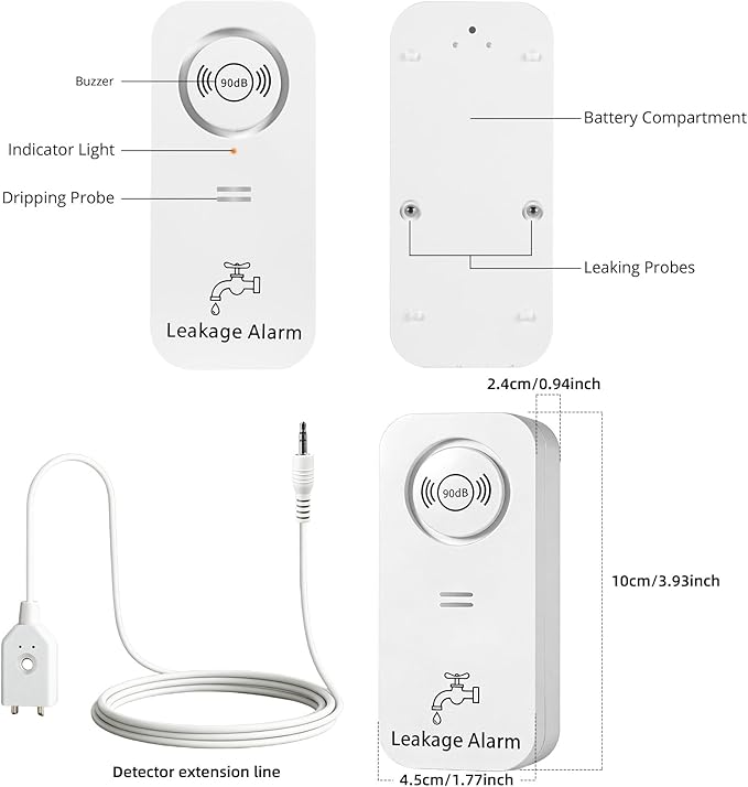 Water Leak Detector 5 Pack, 90dB Water Sensor Alarm - Image 7
