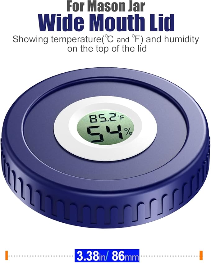 Airtight Mason Jar Lids Built-In Stash Hygrometer Herb Curing monitor fits all - Image 2