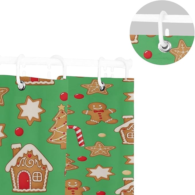 Christmas Gingerbread Brown Shower Curtain Liner 72×72 inch - Image 5