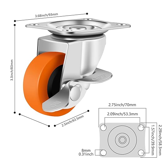 2.5 Inch Caster Wheels, Casters Set of 32, Heavy Duty Caster - Image 2