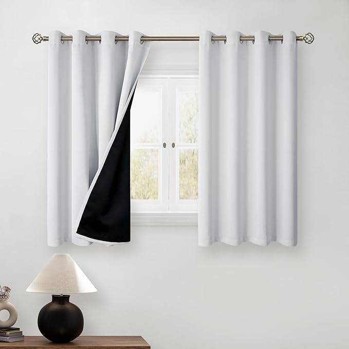 BGment Greyish White Short Blackout Curtains by BGment