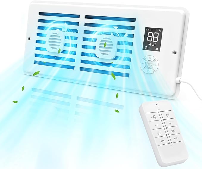 Register Booster Fan for 4" x 10" Vents Only, 10 Speeds to Control Cool & Warm by WeeLeeGoo