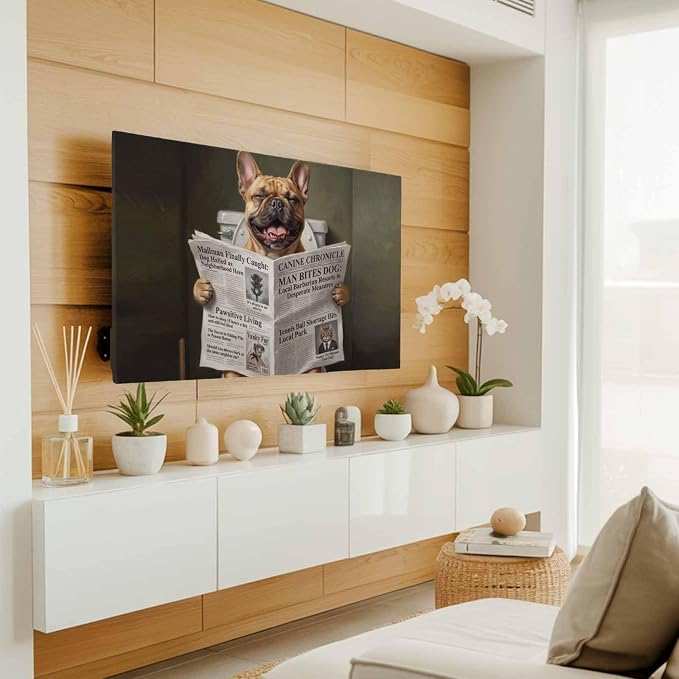 Funny Bulldog Reading Newspaper Indoor TV Cover, Elastic TV Screen Protector - Image 2