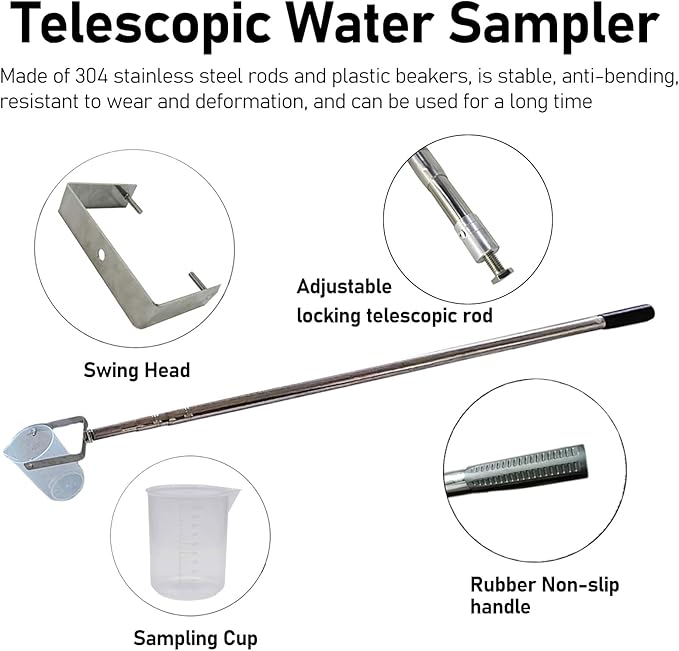 Telescopic Water Sampler Dipper, Ultra Light Rod Plastic Beaker Pendulum Beaker - Image 7