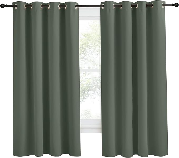 NICETOWN Blackout Curtain for Living Room 68 inch Long, 1 Panel, Dark Mallard - Image 2