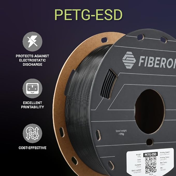Polymaker Fiberon PETG-ESD Filament 1.75mm Black 0.5kg – Electrostatic - Image 6
