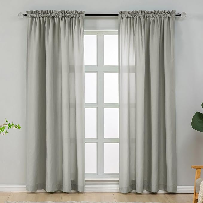 L.Z.E Non-See-Through Privacy Curtains 84 Inches Long 2 Panels Set, Rod Pocket by LZE