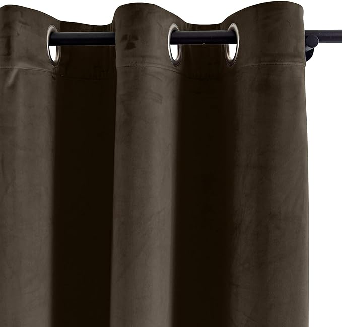 ChadMade Blackout Lined Premium Velvet Curtain Chocolate 100Wx96L Inch - Image 2
