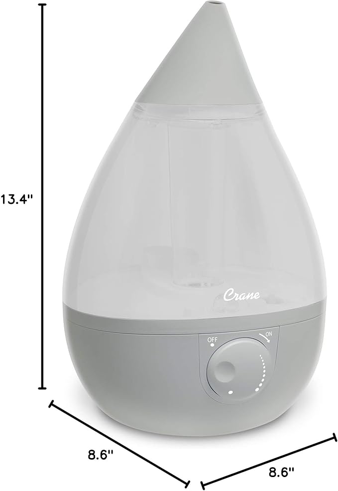 Crane Ultrasonic Teardrop Cool Mist Humidifier, Large 1 Gal Tank, Automatic - Image 9