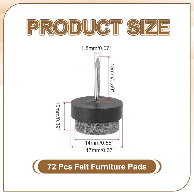 PATIKIL 17 mm Nail-on Felt Pads - Image 2