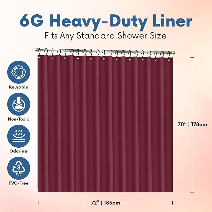 Premium Shower Curtain Liner, 6G PEVA Shower Curtain - Image 2