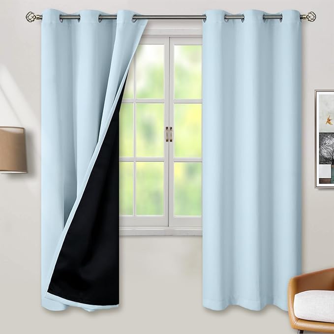 BGment Baby Blue 100% Blackout Curtains by BGment