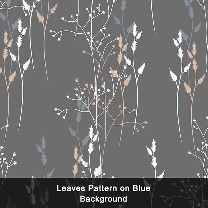 Gray-Blue Leaves Blackout Curtains 84 Inches, Room Darkening Curtains - Image 7