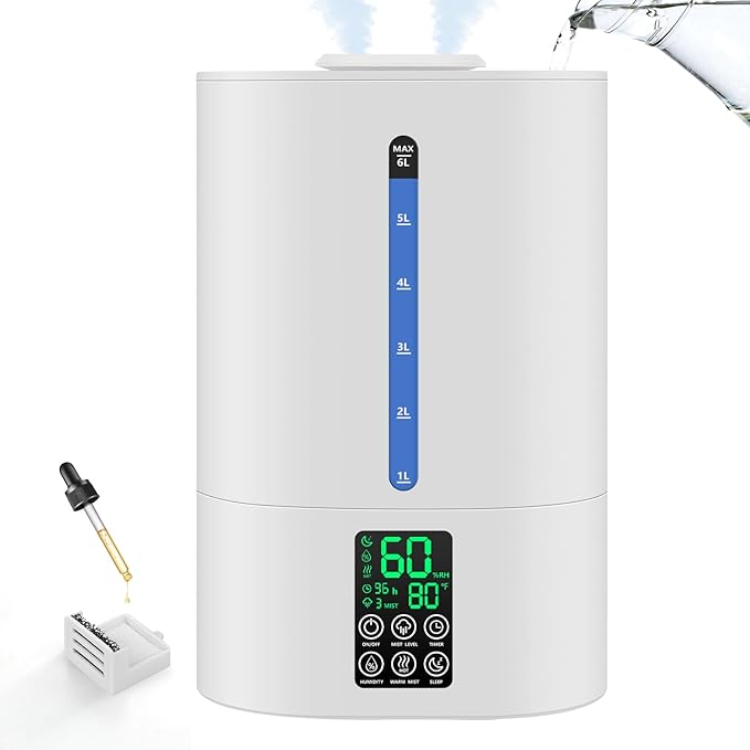 6L Humidifiers for Bedroom Large Room Home, Cool and Warm Humidifier for Baby by Coolfiqu