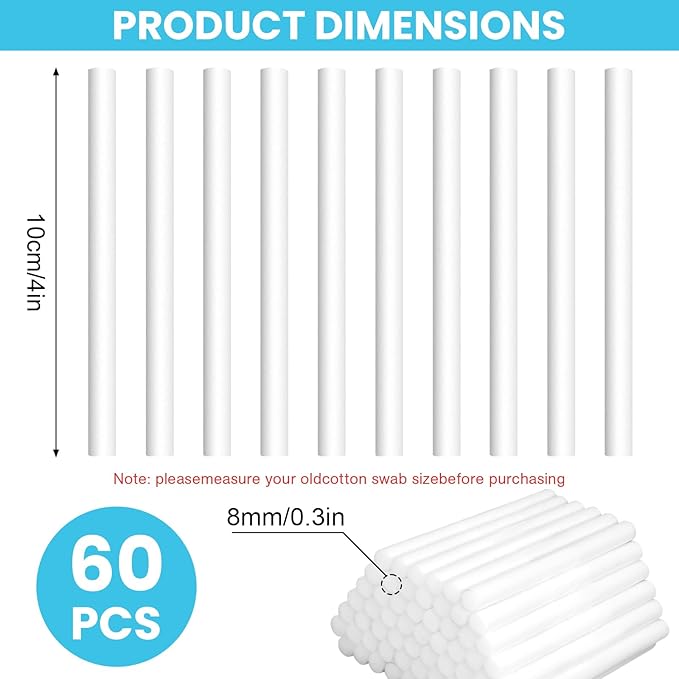 60PCS Humidifier Stick Filter Refill 4 Inch – Universal Cotton Replacement Wicks - Image 2