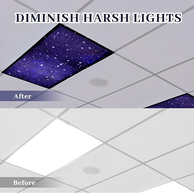 Hortsun Pack of 2 Fluorescent Light Covers 4 x 2 Feet Magnetic Ceiling Light - Image 3