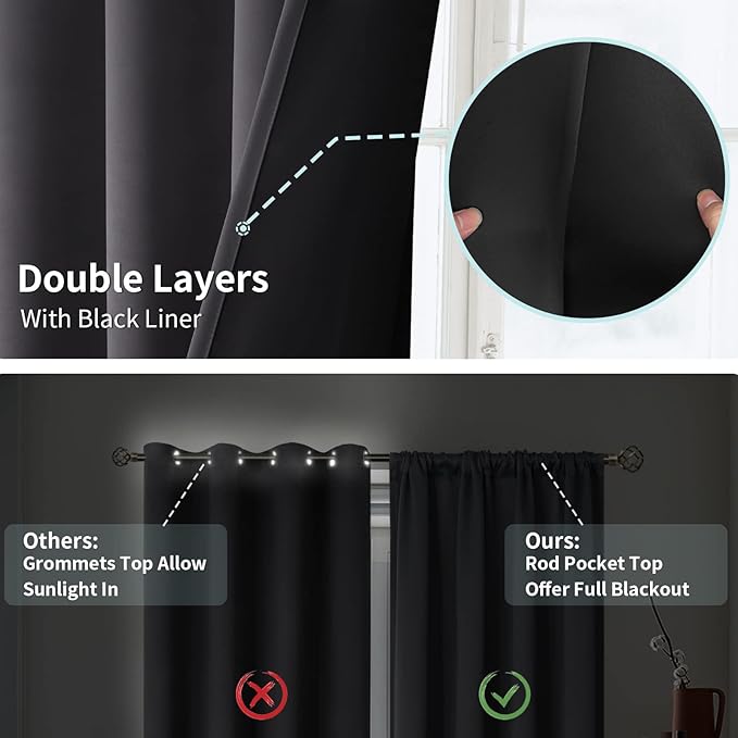 BGment Grey Blackout Curtains 84 Inch Length 2 Panels Set - Image 6