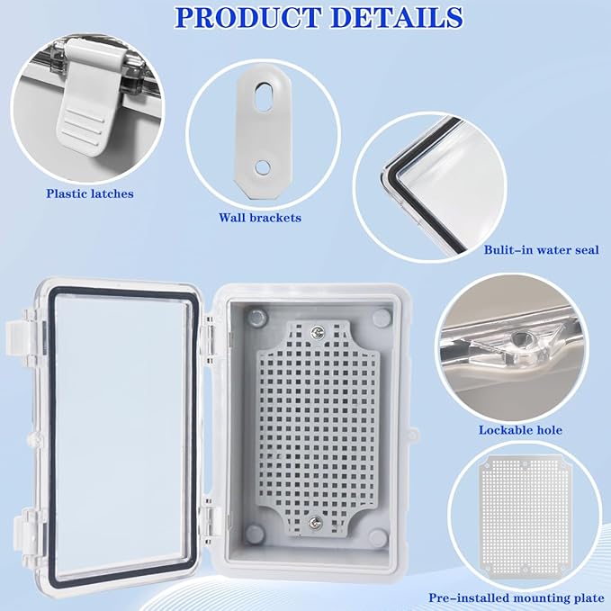 Waterproof Electrical Box Dustproof Junction Box Weatherproof IP67 ABS Plastic - Image 3